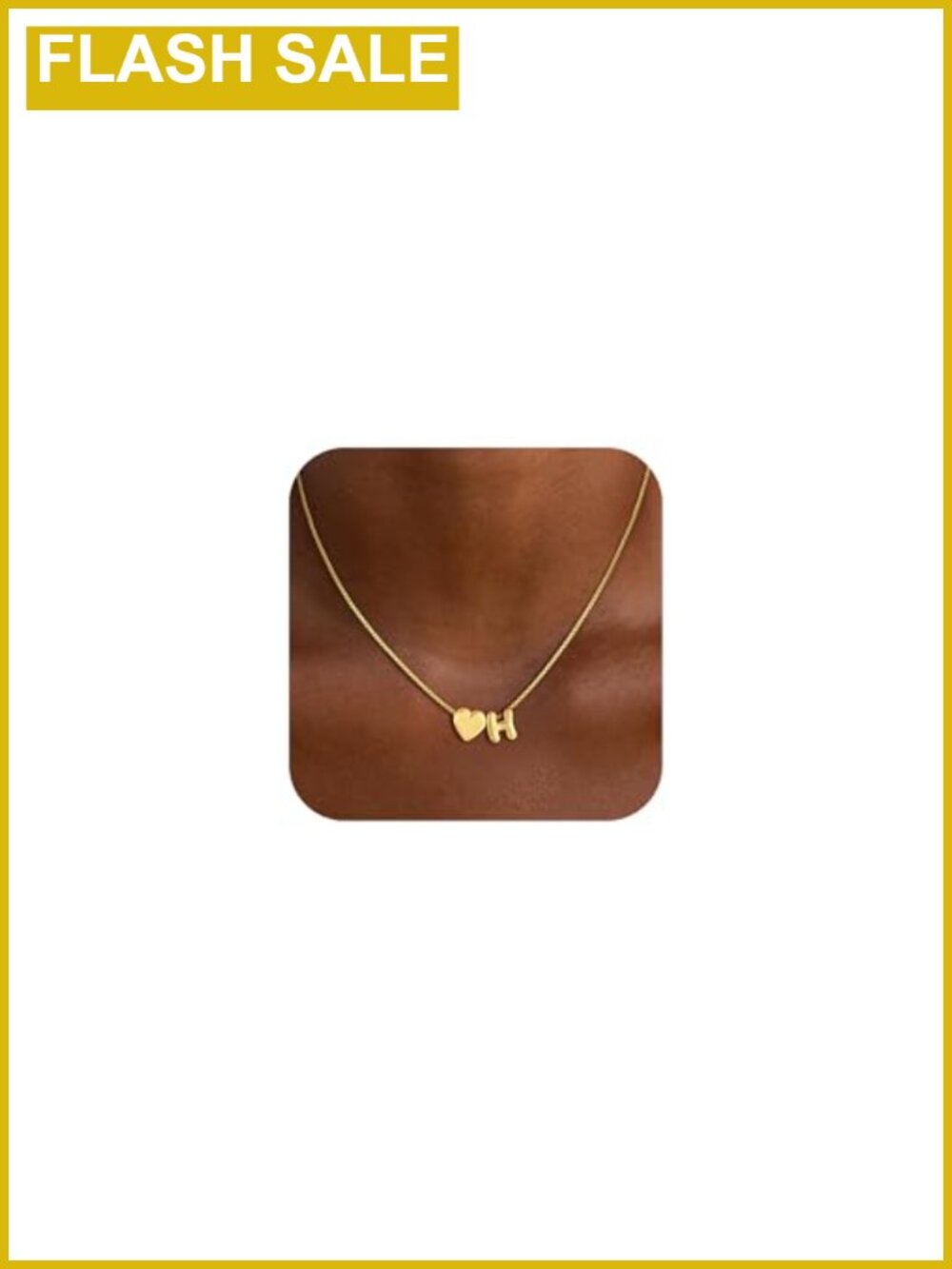 14K Gold Plated Heart Initial Necklace Hypoallergenic 16+2"